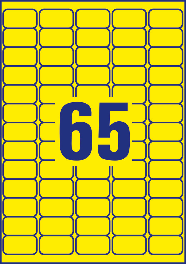 Etykiety usuwalne kolorowe Avery Zweckform; A4, 20 ark./op., 38,1 x 21,2 mm, żółte - obrazek 2