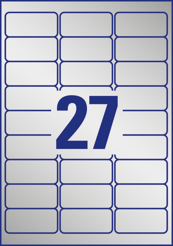 Etykiety znamionowe srebrne Avery Zweckform; A4, 8 ark./op., 63,5 x 29,6 mm, poliestrowe - obrazek 2