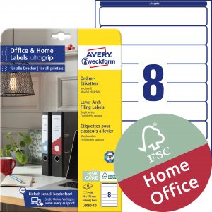 Etykiety na segregatory Avery Zweckform, A4, 10 ark./op., 34 x 192 mm, białe, wąskie