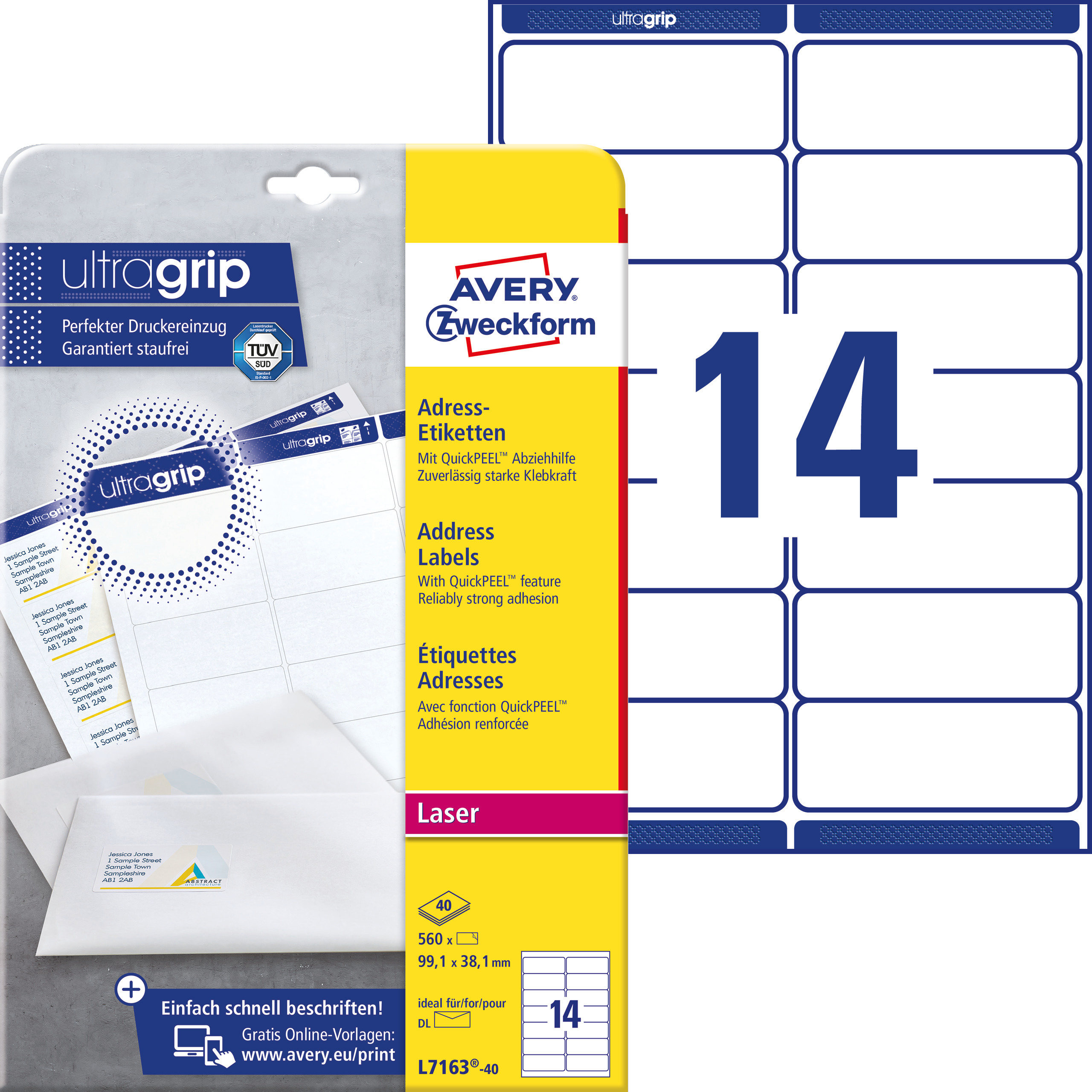 Etykiety adresowe białe Avery Zweckform; A4, 40 ark./op., 99,1 x 38,1 mm