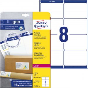 Białe etykiety wysyłkowe Avery Zweckform; A4, 40 ark./op., 99,1 x 67,7 mm