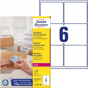 Kryjące etykiety wysyłkowe Block Out Avery Zweckform; A4, 100 ark./op., 99,1 x 93,1 mm