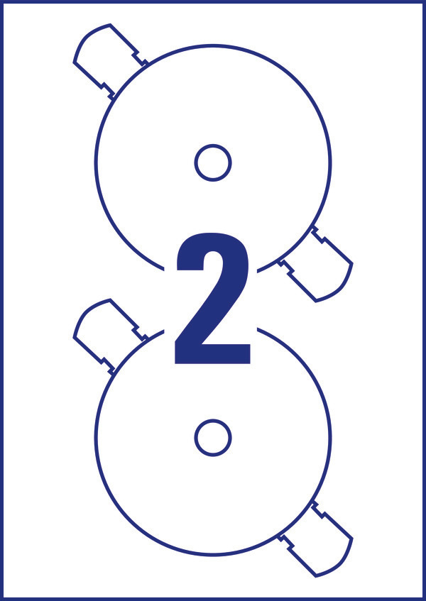 Etykiety na płyty CD Avery Zweckform; A4, 25 ark./op., ø117 mm, białe - obrazek 2