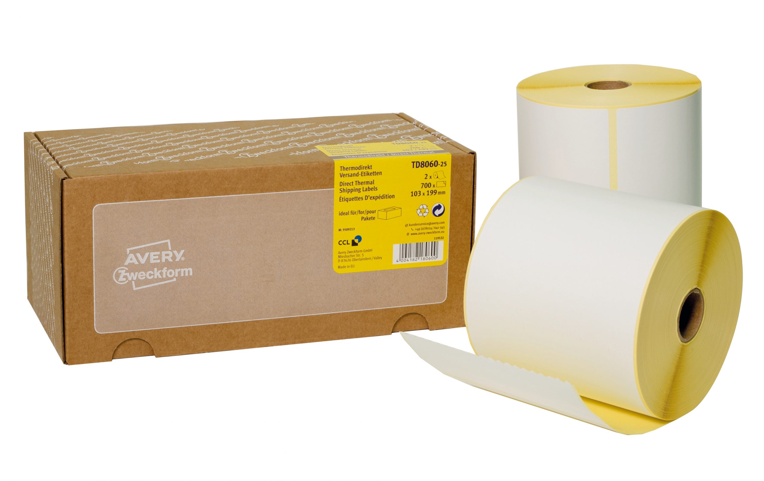 Etykiety wysyłkowe do termodruku w rolce