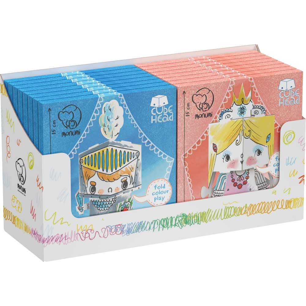 Display (counter) Kolorowanka CubeHead, 3D MINI, 16 szt., miks 4 wzorów, Monumi M MCH-0001 C16