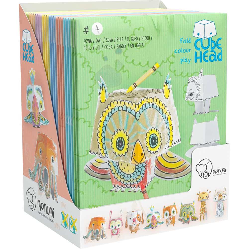 Display (counter) Kolorowanka CubeHead, ZWIERZAKI 3D, Normal, 24 szt., miks 4 wzorów, Monumi M CH-0001D1