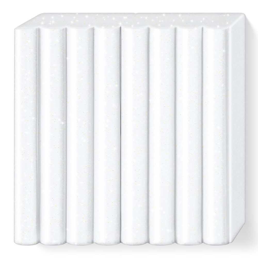 FIMO, Masa plastyczna termoutwardzalna Effect, biała brokatowa, 57g, kostka S 8020-052 - obrazek 2