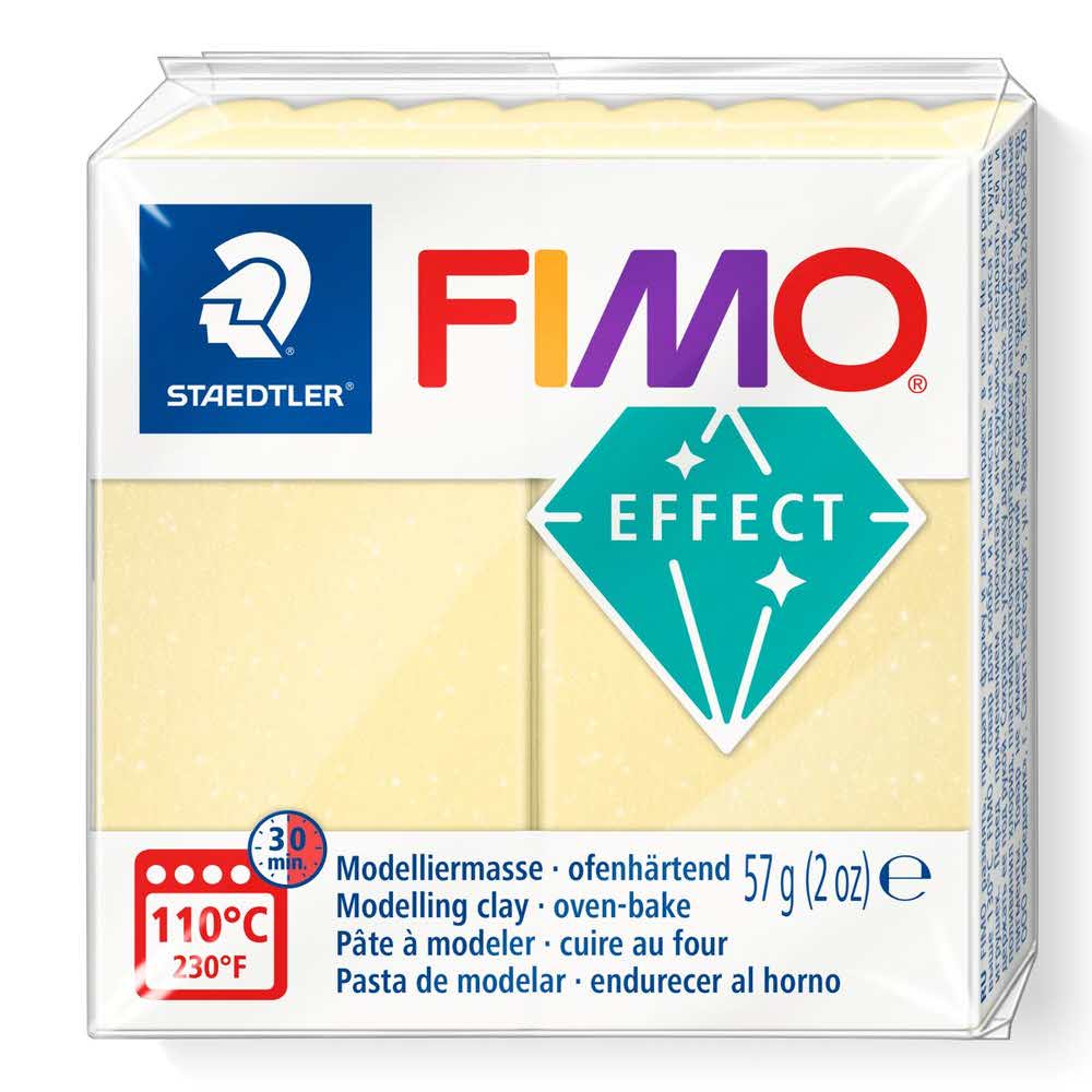 FIMO, Masa plastyczna termoutwardzalna Effect, cytrynowa, przezroczysto perłowa, 57g, kostka S 8020-106