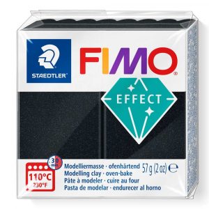 FIMO, Masa plastyczna termoutwardzalna Effect, czarna perłowa, 57g, kostka S 8020-907