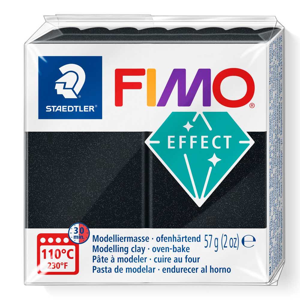 FIMO, Masa plastyczna termoutwardzalna Effect, czarna perłowa, 57g, kostka S 8020-907