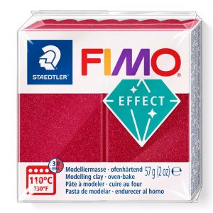 FIMO, Masa plastyczna termoutwardzalna Effect, czerwona metaliczna, 57g, kostka S 8020-28