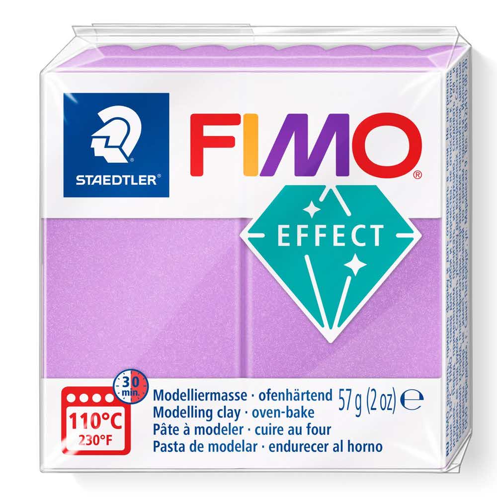 FIMO, Masa plastyczna termoutwardzalna Effect, liliowa perłowa, 57g, kostka S 8020-607