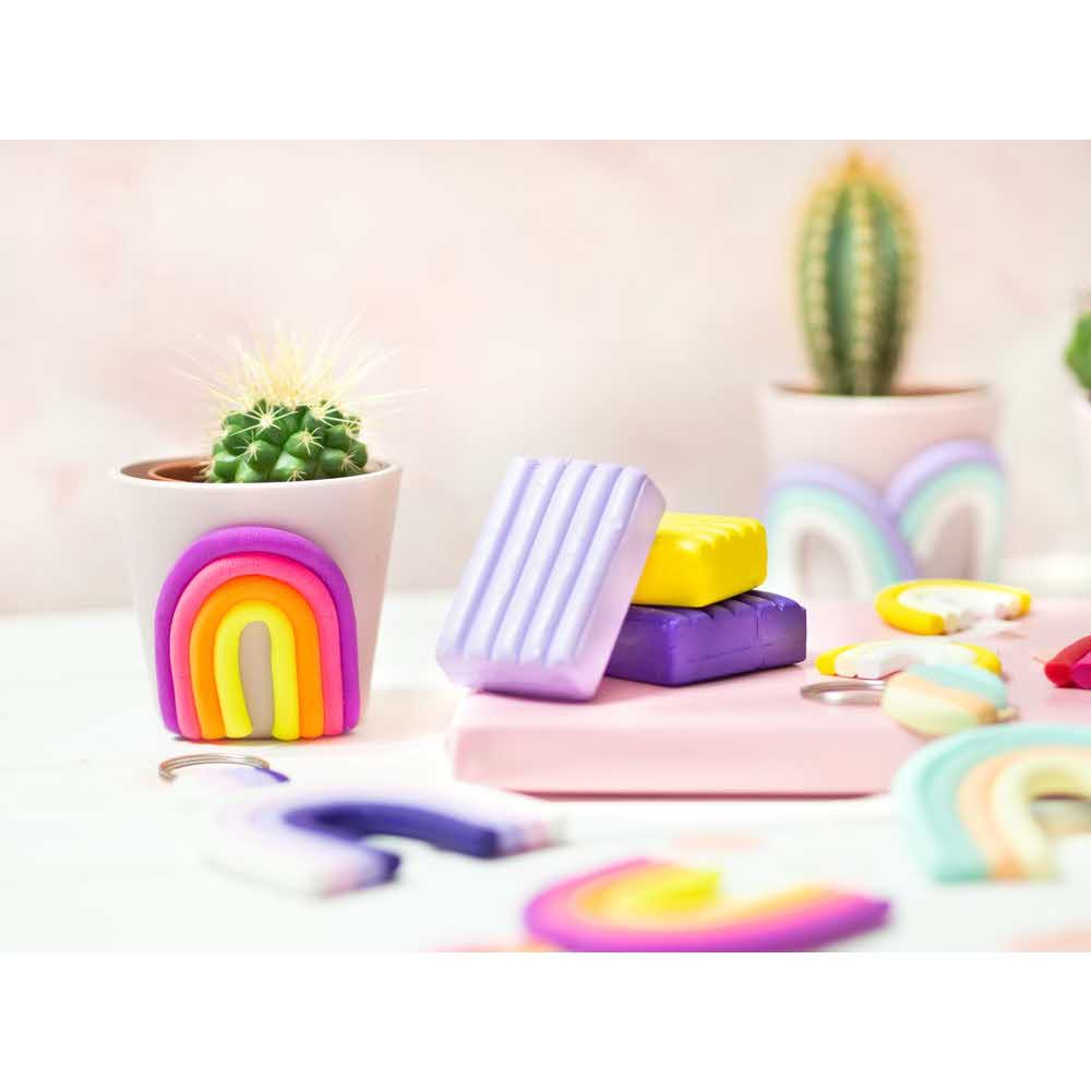 FIMO, Masa plastyczna termoutwardzalna Effect, neon różowy, 57g, kostka S 8010-201 - obrazek 6