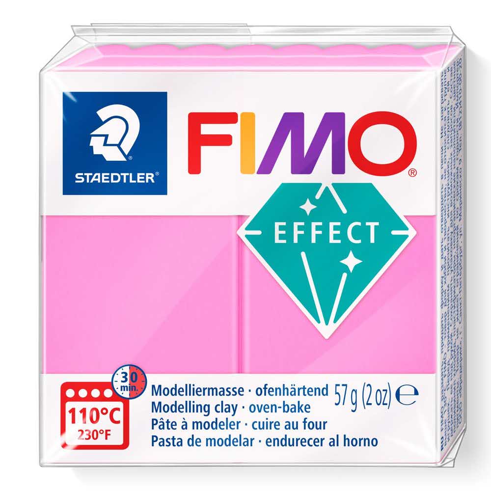 FIMO, Masa plastyczna termoutwardzalna Effect, neon różowy, 57g, kostka S 8010-201