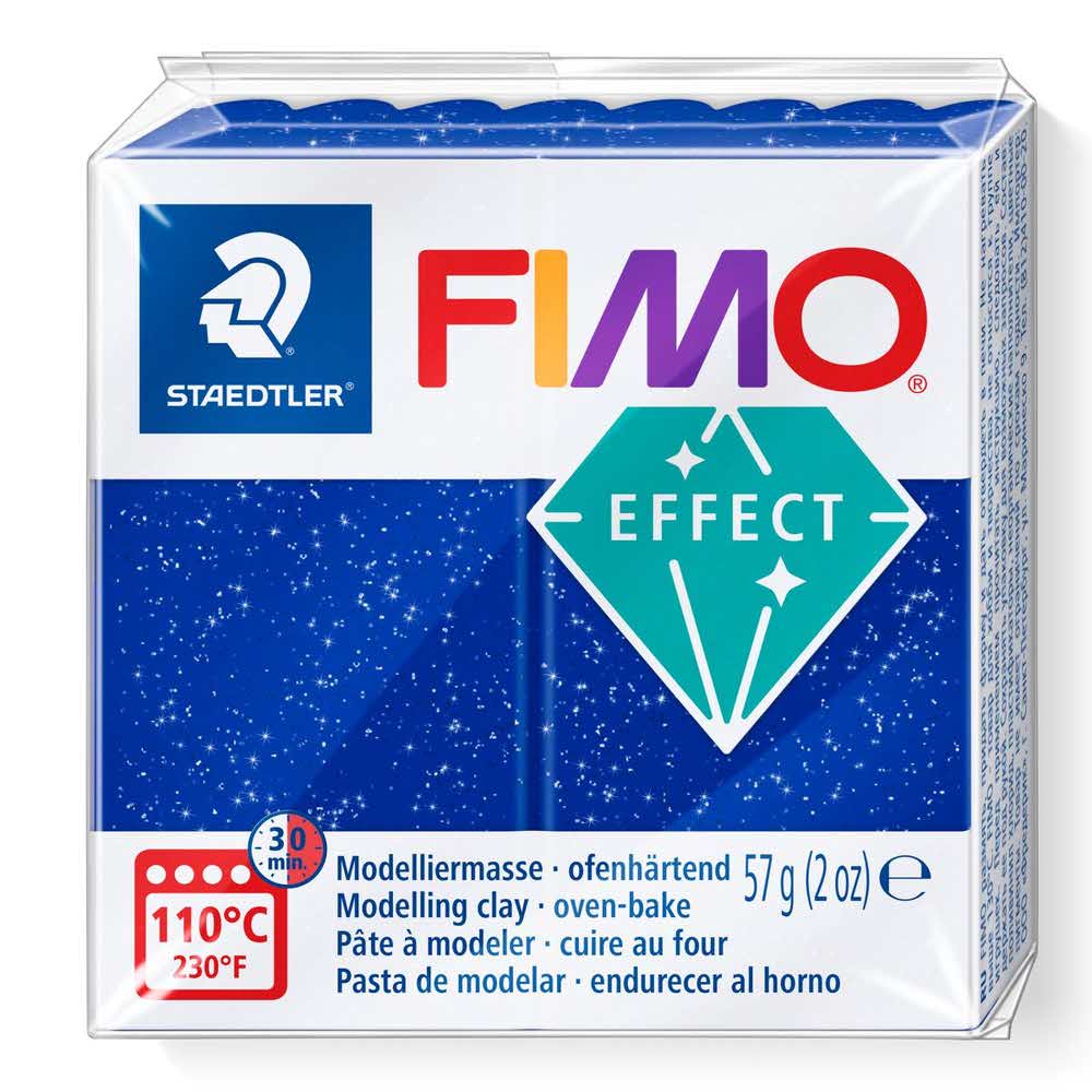 FIMO, Masa plastyczna termoutwardzalna Effect, niebieska brokatowa, 57g, kostka S 8020-302
