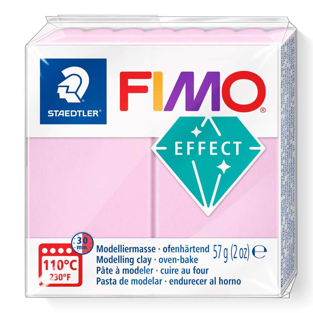 FIMO, Masa plastyczna termoutwardzalna Effect, różowa pastelowa, 57g, kostka S 8020-205