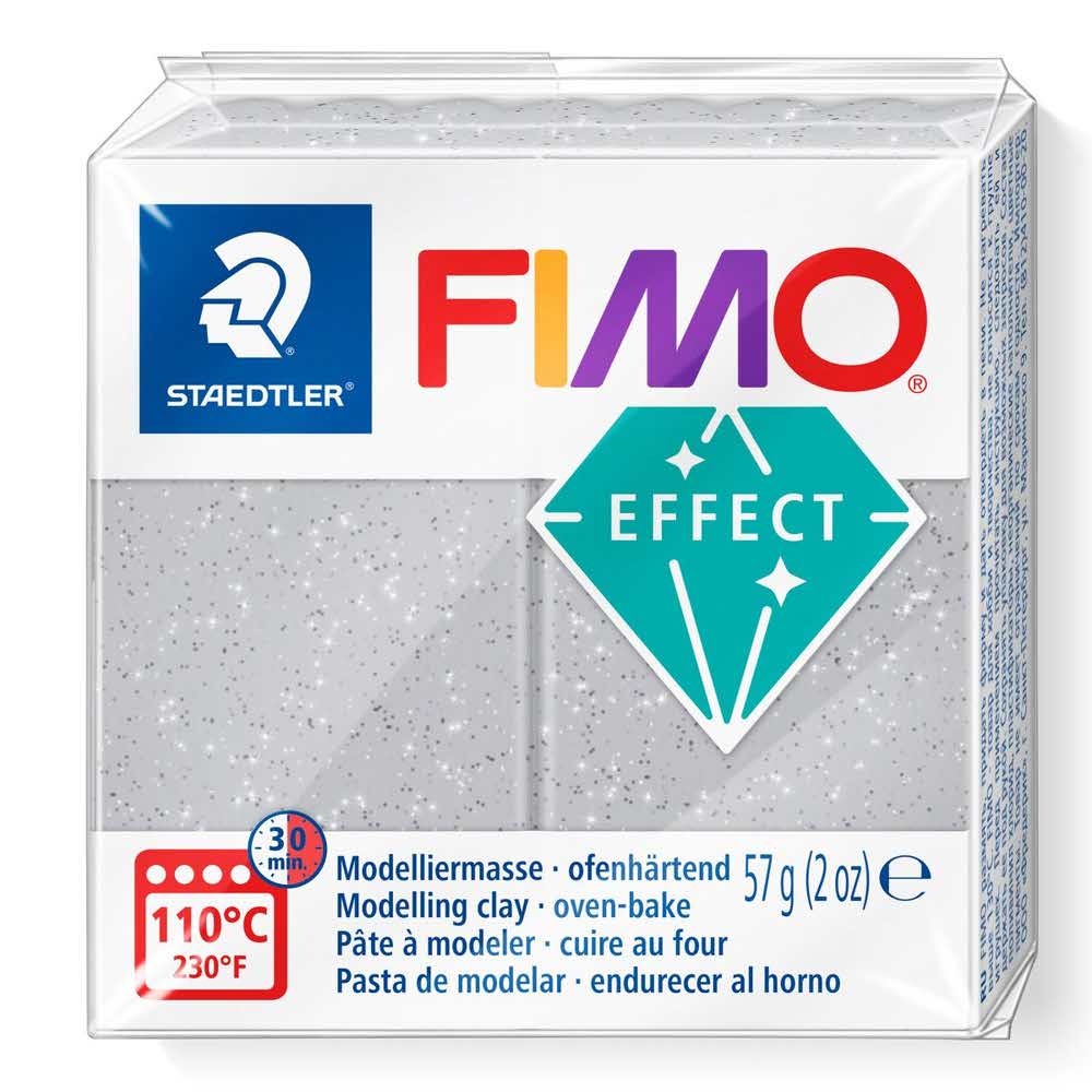 FIMO, Masa plastyczna termoutwardzalna Effect, srebrna brokatowa, 57g, kostka S 8020-812