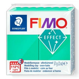 FIMO, Masa plastyczna termoutwardzalna Effect, zielona przezroczysta, 57g, kostka S 8020-504