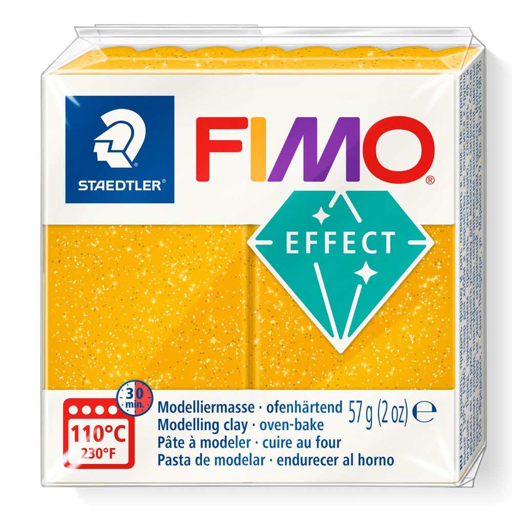 FIMO, Masa plastyczna termoutwardzalna Effect, złota brokatowa, 57g, kostka S 8020-112