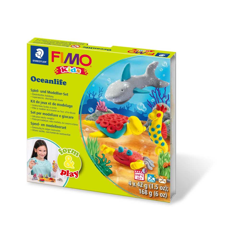 FIMO, Masa plastyczna termoutwardzalna Form&Play Ocean, 42g, 4 kostki, zestaw z akcesoriami S 8034 14