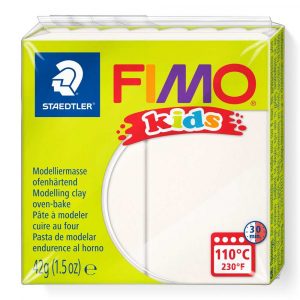 FIMO, Masa plastyczna termoutwardzalna Kids, biała, 42g, kostka S 8030-0