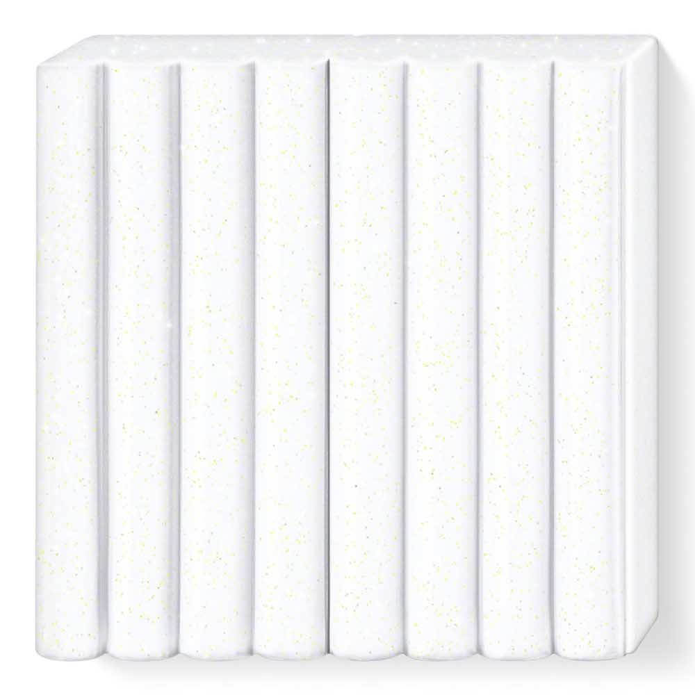 FIMO, Masa plastyczna termoutwardzalna Kids, biała brokatowa, 42g, kostka S 8030-052 - obrazek 2