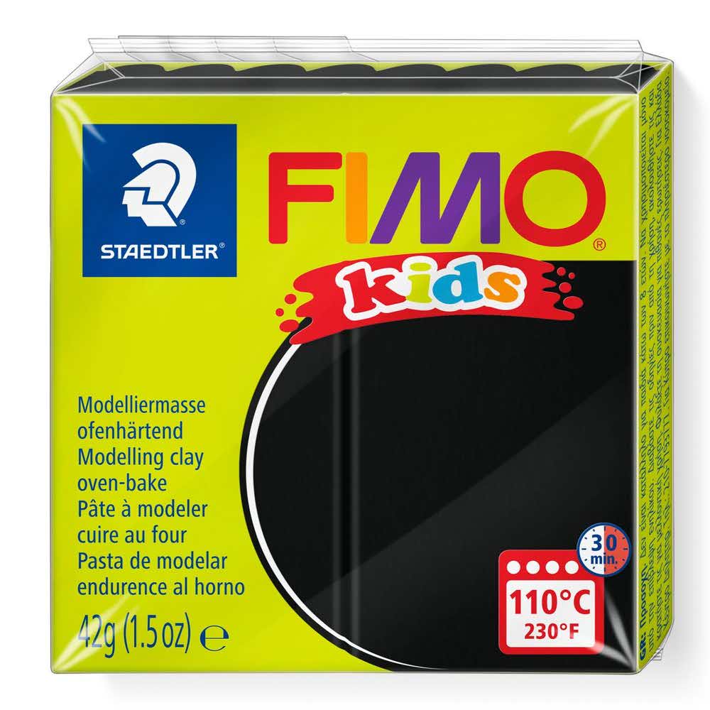 FIMO, Masa plastyczna termoutwardzalna Kids, czarna, 42g, kostka S 8030-9