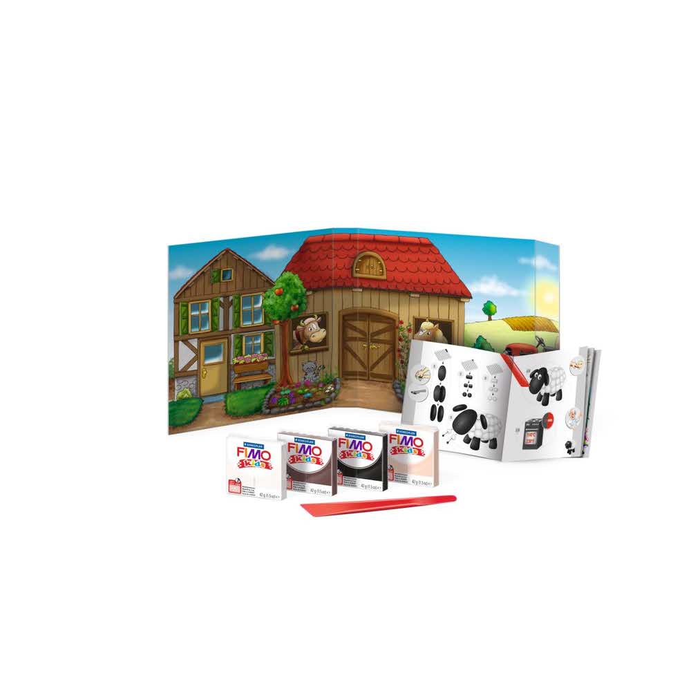 FIMO, Masa plastyczna termoutwardzalna Kids, Form&Play Farma, 42g, 4 kostki, zestaw z akcesoriami S 8034 01 - obrazek 3