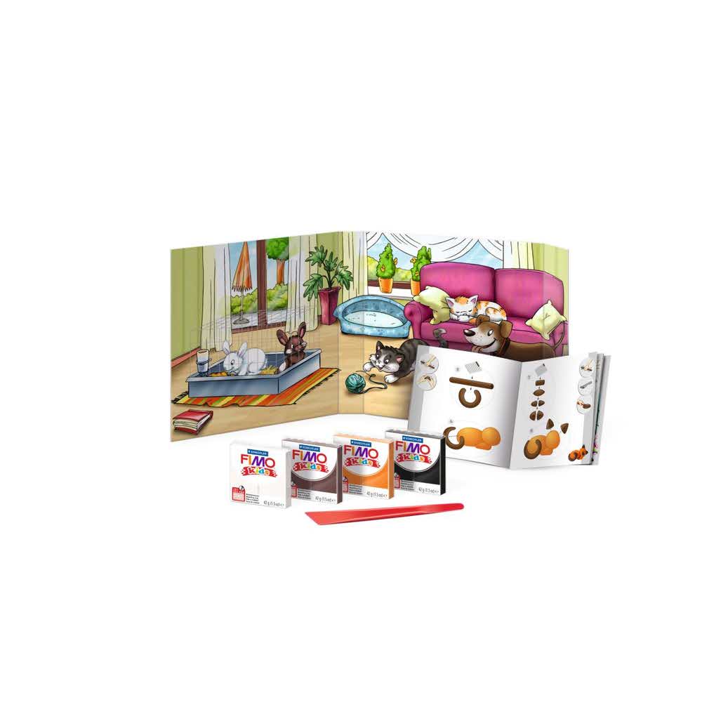 FIMO, Masa plastyczna termoutwardzalna Kids, Form&Play Zwierzaki, 42g, 4 kostki, zestaw z akcesoriami S 8034 02 - obrazek 2