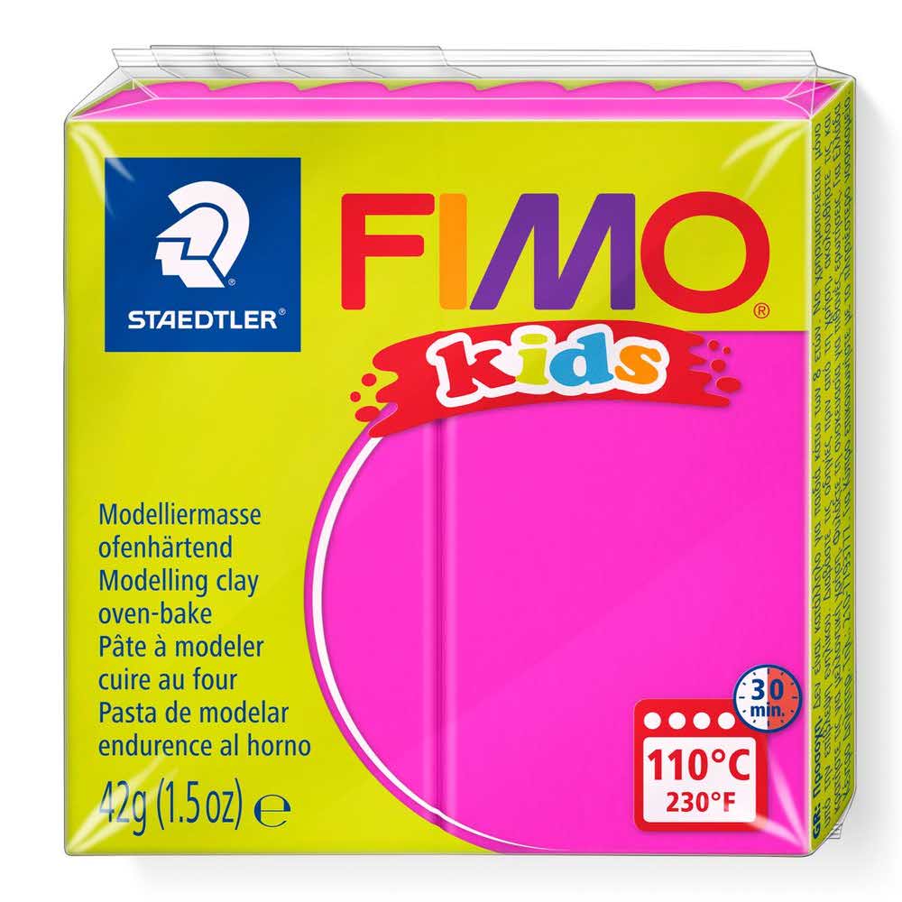 FIMO, Masa plastyczna termoutwardzalna Kids, fuksja, 42g, kostka S 8030-220
