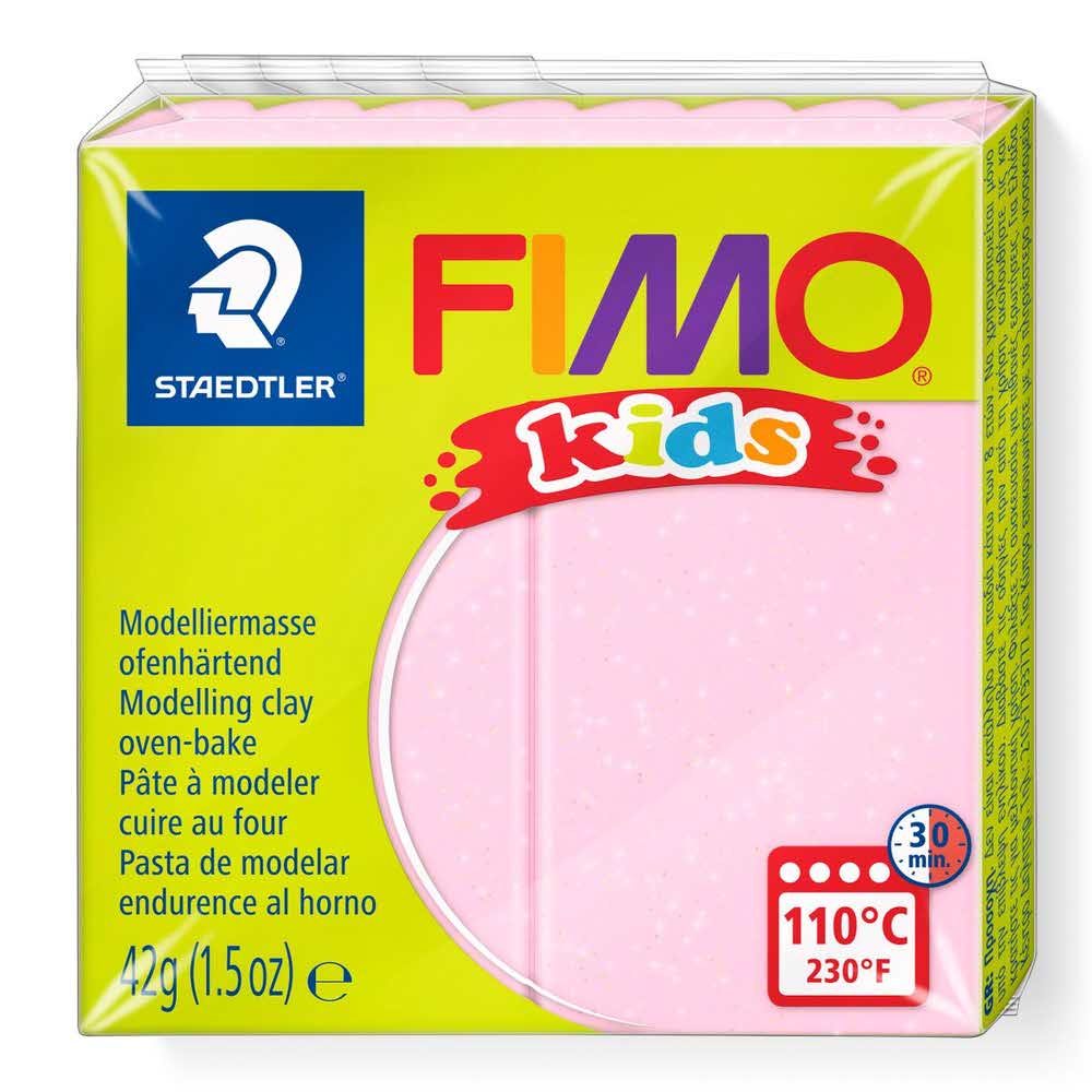 FIMO, Masa plastyczna termoutwardzalna Kids, jasnoróżowa perłowa, 42g, kostka S 8030-206