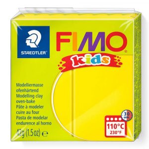 FIMO, Masa plastyczna termoutwardzalna Kids, żółta, 42g, kostka S 8030-1