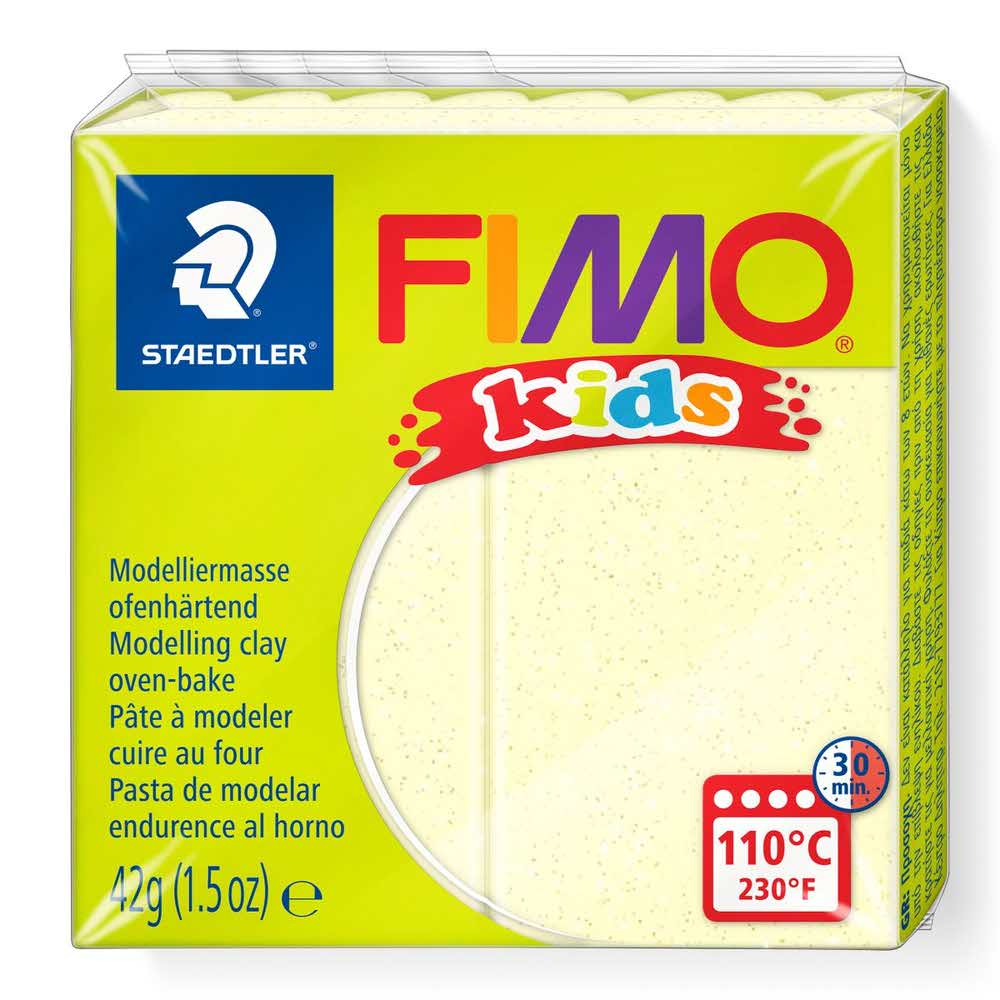FIMO, Masa plastyczna termoutwardzalna Kids, żółta perłowa, 42g, kostka S 8030-106