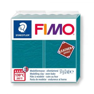 FIMO, Masa plastyczna termoutwardzalna Leather Effect, błękitna laguna, kostka, 57g S 8010-369