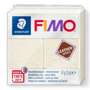 FIMO, Masa plastyczna termoutwardzalna Leather Effect, kremowa, kostka, 57g S 8010-029