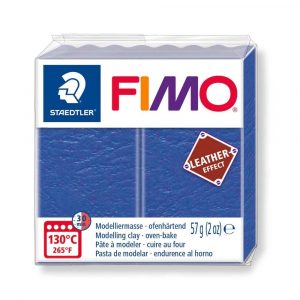 FIMO, Masa plastyczna termoutwardzalna Leather Effect, niebieska, kostka, 57g S 8010-309