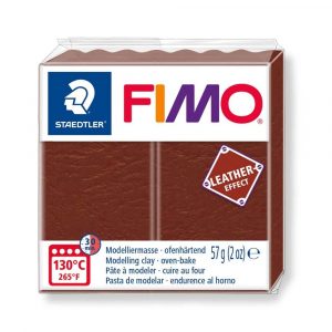 FIMO, Masa plastyczna termoutwardzalna Leather Effect, orzechowa, kostka, 57g S 8010-779