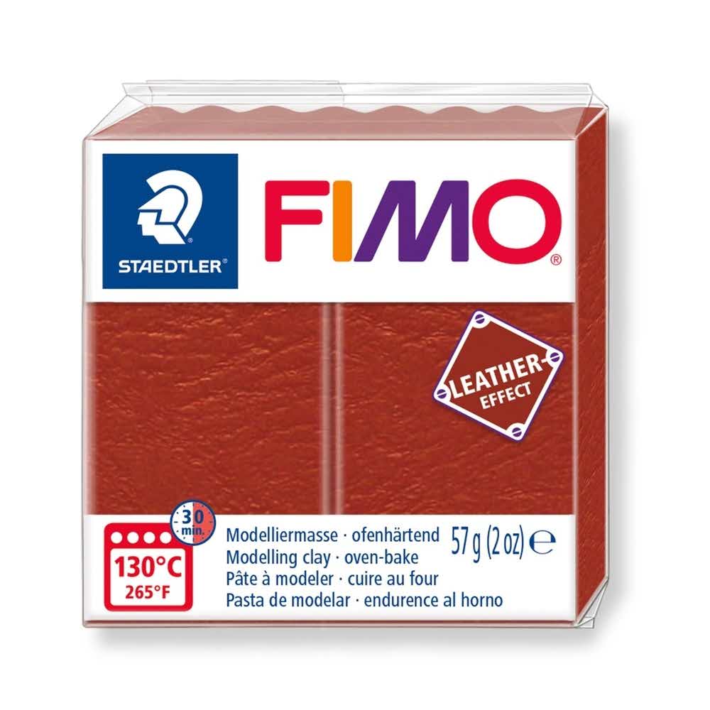 FIMO, Masa plastyczna termoutwardzalna Leather Effect, rdzawa, kostka, 57g S 8010-749