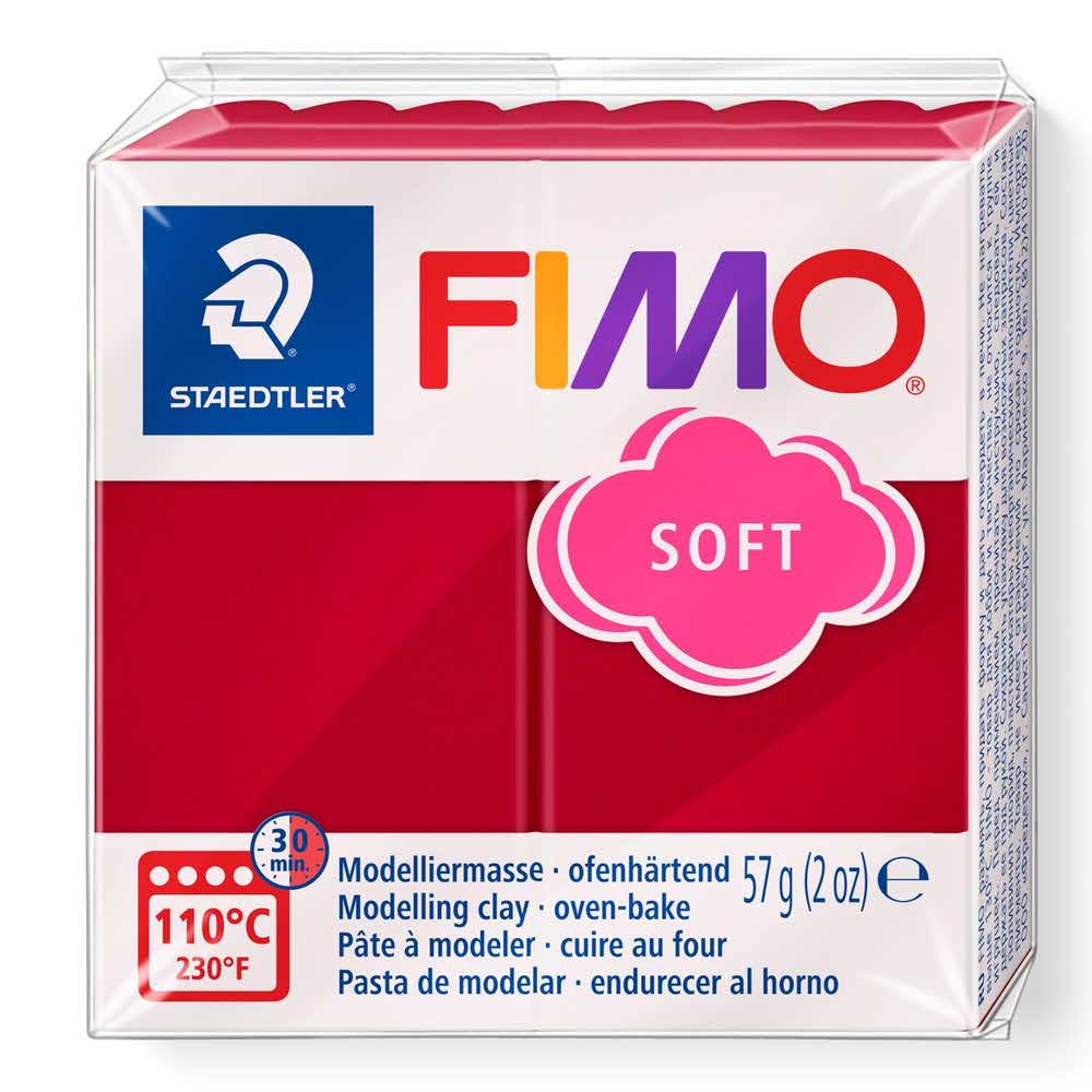 FIMO, Masa plastyczna termoutwardzalna Soft, karminowa, 57g, kostka S 8020-26