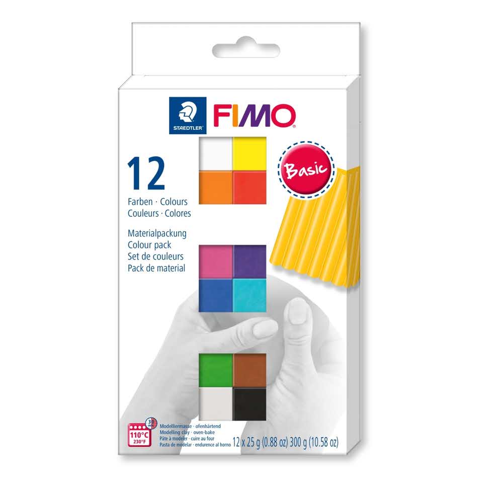 FIMO, Masa plastyczna termoutwardzalna Soft, kolory Basic, zestaw, 25g, 12 kostek S 8023 C12-1