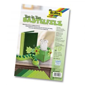 FOLIA, Filc dekoracyjny, mix zielony, 20X30 cm, 1.5 mm, 10 arkuszy FO 5204-94