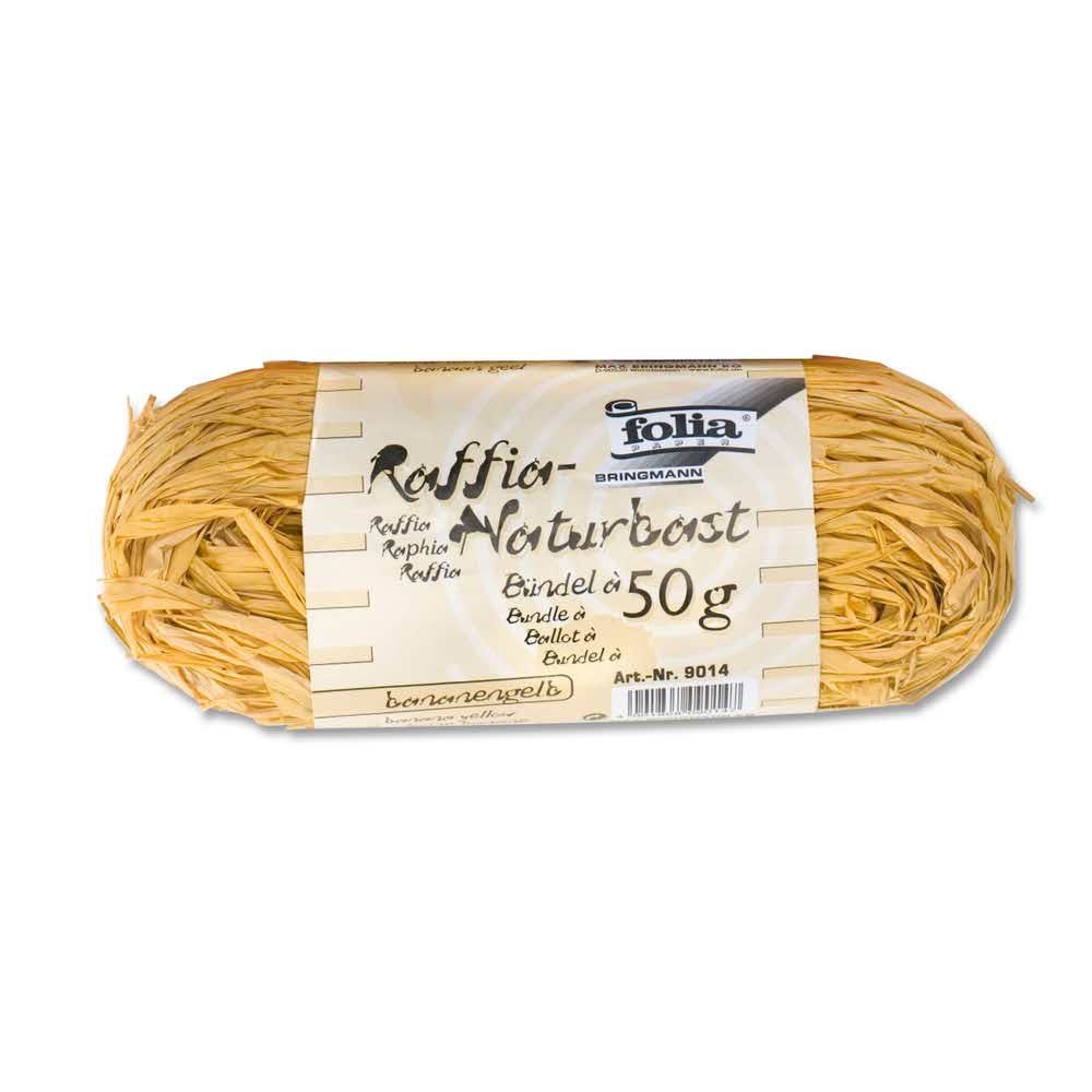FOLIA, Rafia naturalna, żółta, 50g FO 90-14