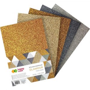Happy Color, Arkusze piankowe GLAMOUR Brokat, 5 kolorów, A4, 5 arkuszy HA 7132 2030-GL