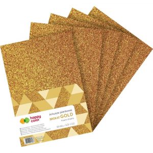 Happy Color, Arkusze piankowe GOLD Brokat, A4, 5 arkuszy HA 7132 2030-11