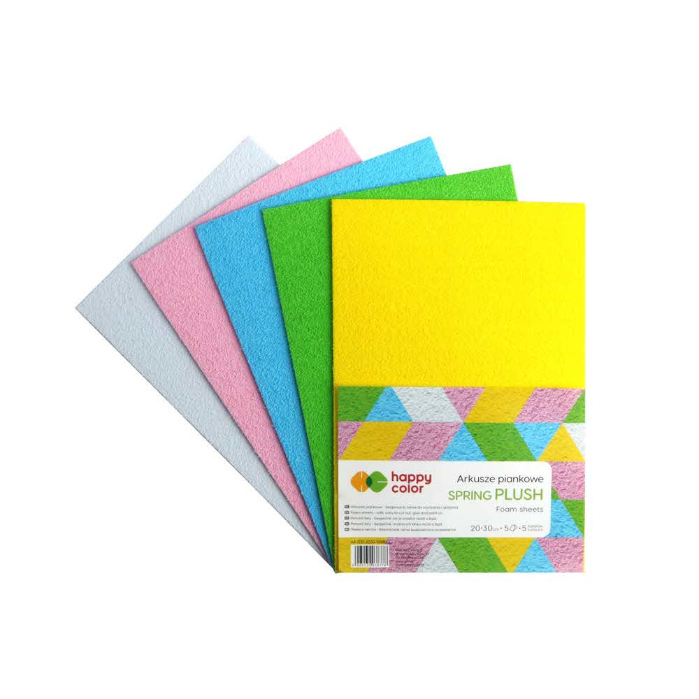 Happy Color, Arkusze piankowe SPRING PLUSH, 5 kolorów, A4, 5 arkuszy HA 7135 2030-SPRING