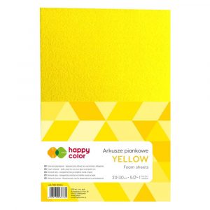 Happy Color, Arkusze piankowe, żółte, A4, 5 arkuszy HA 7130 2030-1