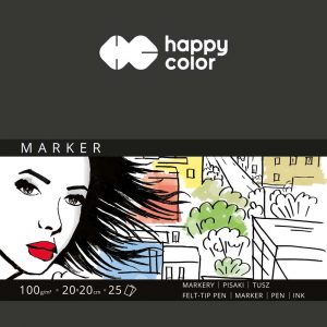 Happy Color, Blok do markerów ART, biały, 20x20cm, 100g, 25 arkuszy HA 3710 2020-A25