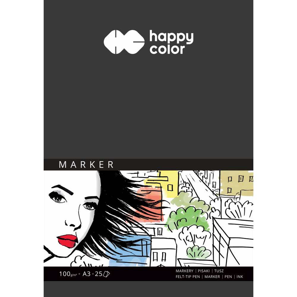 Happy Color, Blok do markerów ART, biały, A3, 100g, 25 arkuszy HA 3710 3040-A25