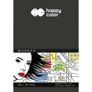 Happy Color, Blok do markerów ART, biały, A4, 100g, 25 arkuszy HA 3710 2030-A25