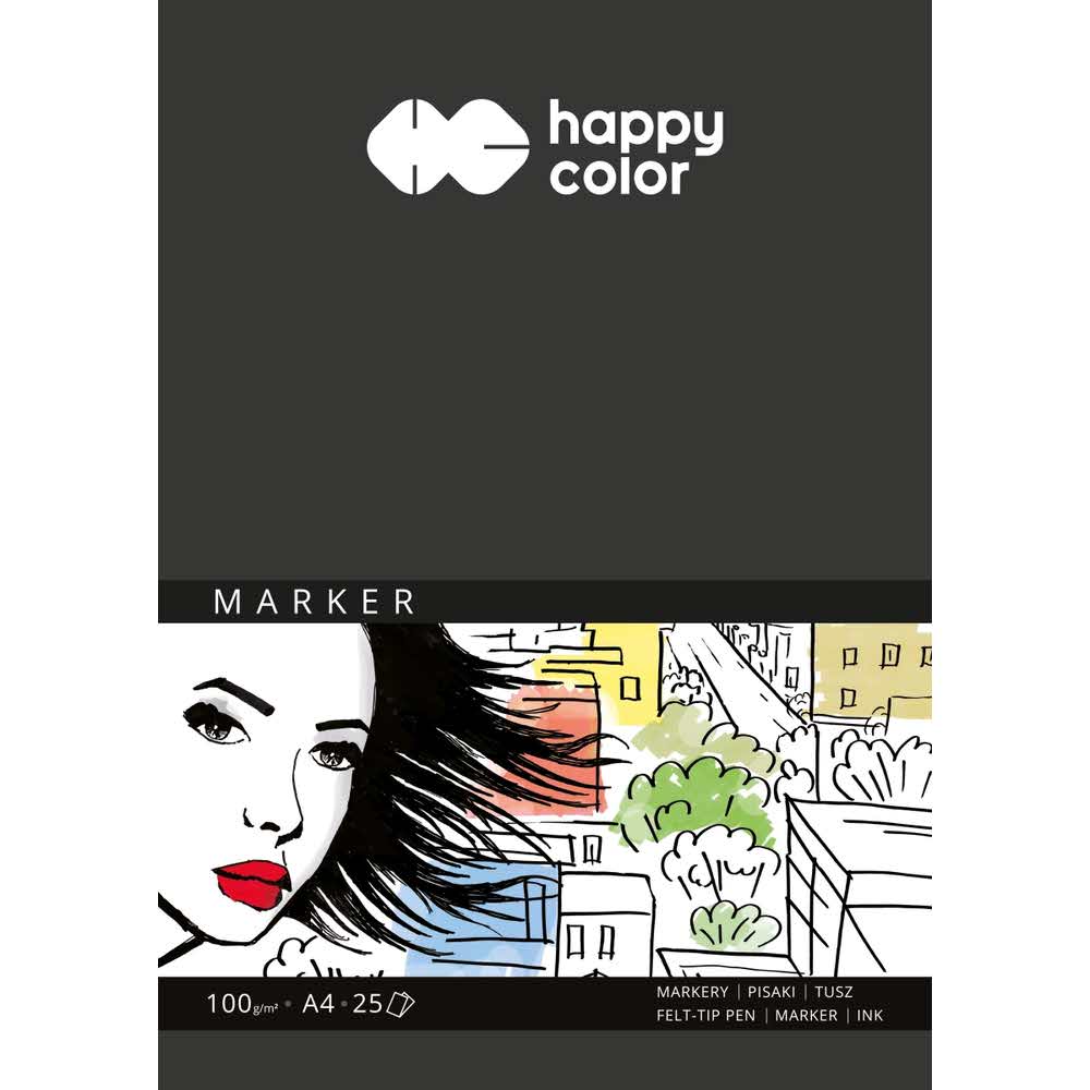 Happy Color, Blok do markerów ART, biały, A4, 100g, 25 arkuszy HA 3710 2030-A25